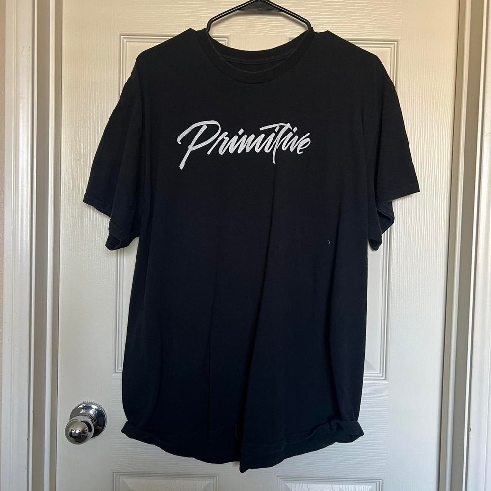 Primitive black t-shirt with white logo XL